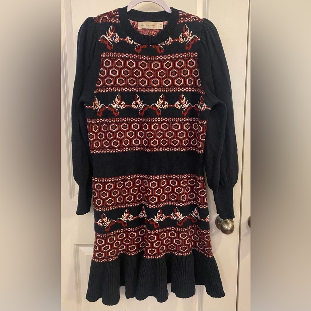 Happy X Nature Kate Hudson Lodge Long Sleeve Knit Sweater Dress Sz XL Cashmere